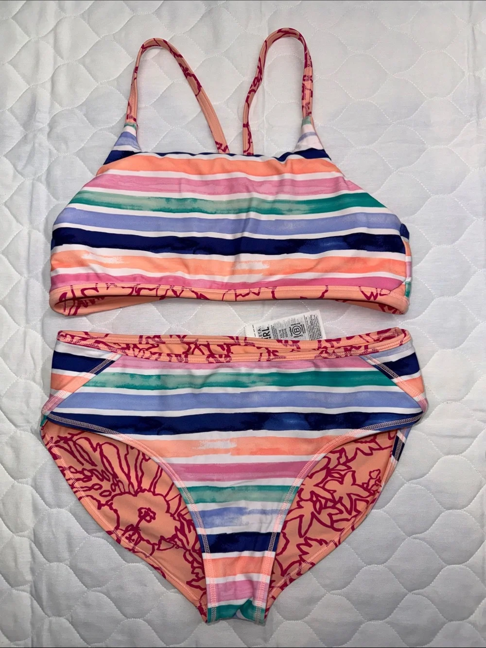This Athleta Girl reversible bikini set high neck top and mid-rise bottoms